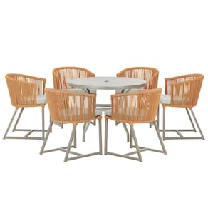 Mesa com 6 Cadeiras de Jantar Roma 120cm e Noronha em Alumínio