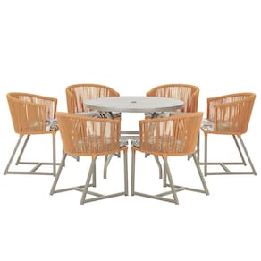 Mesa com 6 Cadeiras de Jantar Roma 120cm e Noronha em Alumínio