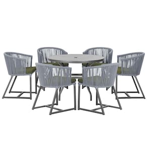 Mesa com 6 Cadeiras de Jantar Roma 120cm e Noronha em Alumínio