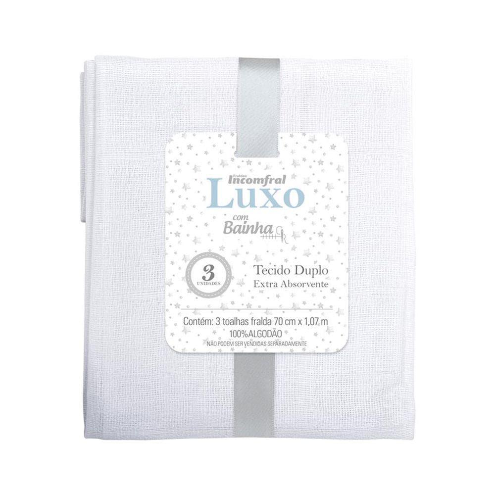 Toalha Fralda Luxo Branca 70 cm x 1,07 m