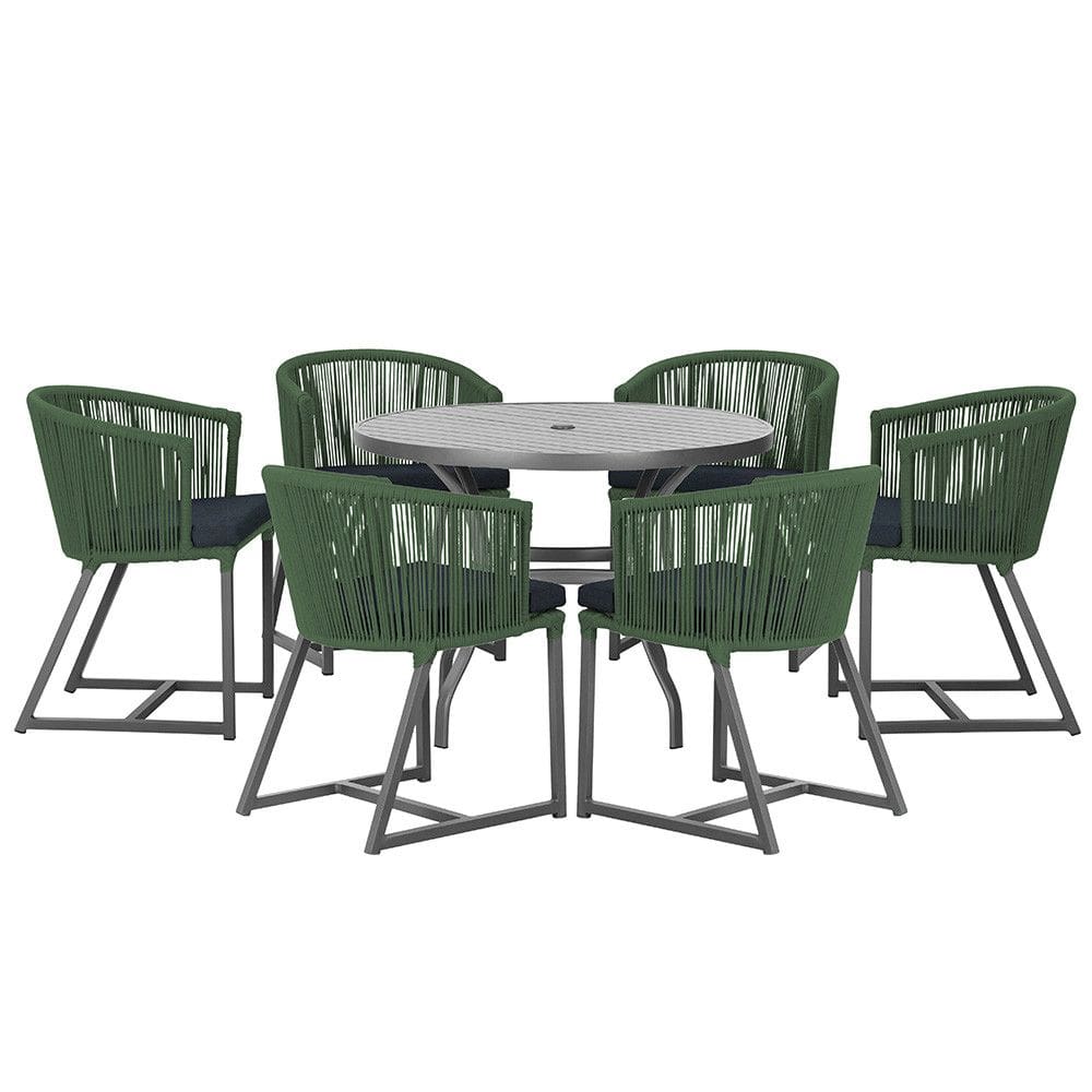 Mesa com 6 Cadeiras de Jantar Roma 120cm e Noronha em Alumínio