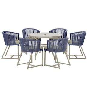 Mesa com 6 Cadeiras de Jantar Roma 120cm e Noronha em Alumínio
