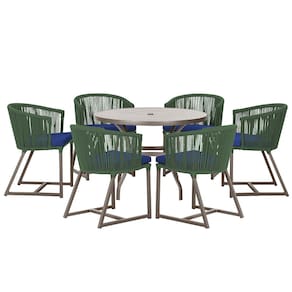Mesa com 6 Cadeiras de Jantar Roma 120cm e Noronha em Alumínio