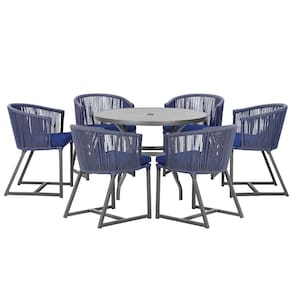 Mesa com 6 Cadeiras de Jantar Roma 120cm e Noronha em Alumínio
