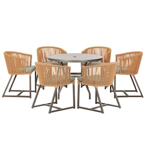 Mesa com 6 Cadeiras de Jantar Roma 120cm e Noronha em Alumínio