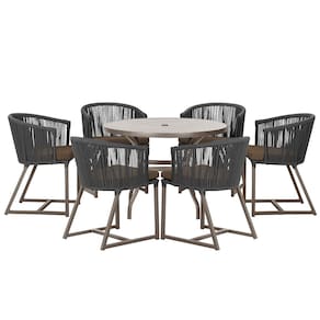 Mesa com 6 Cadeiras de Jantar Roma 120cm e Noronha em Alumínio