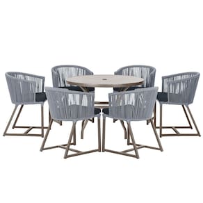 Mesa com 6 Cadeiras de Jantar Roma 120cm e Noronha em Alumínio