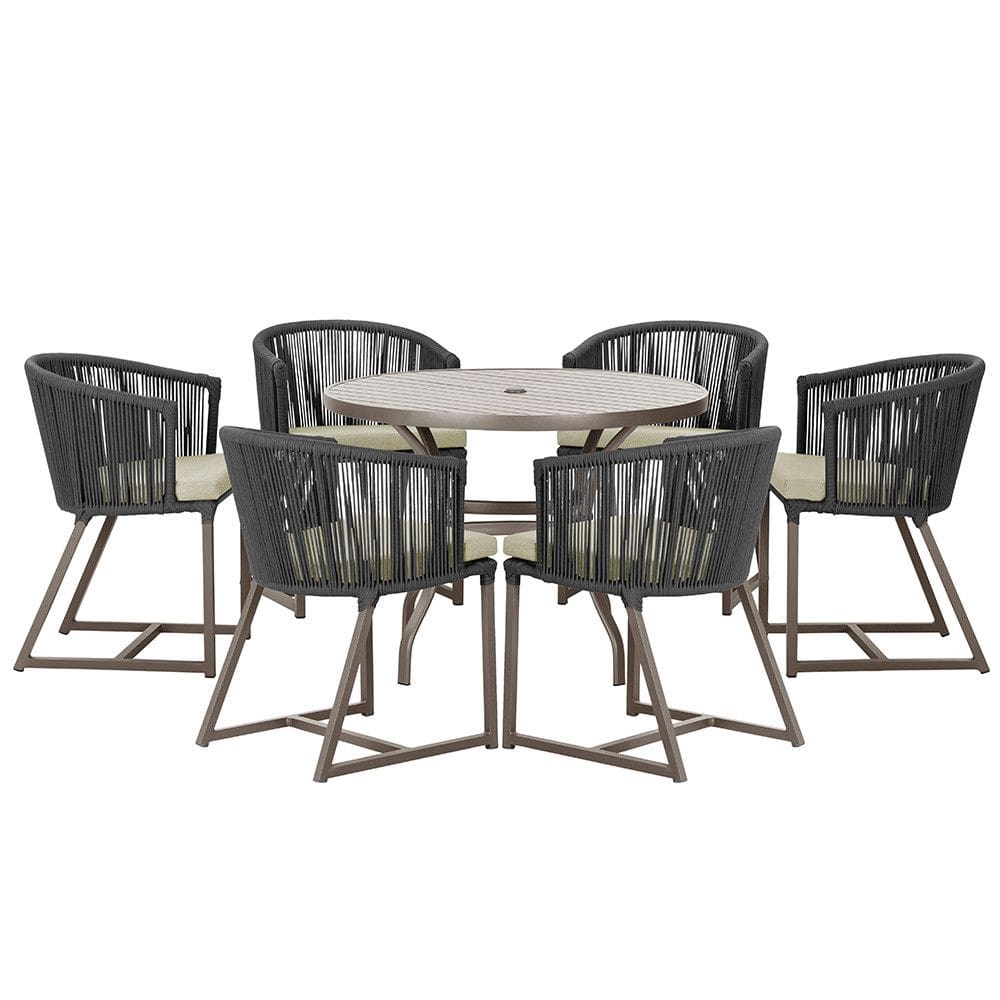 Mesa com 6 Cadeiras de Jantar Roma 120cm e Noronha em Alumínio