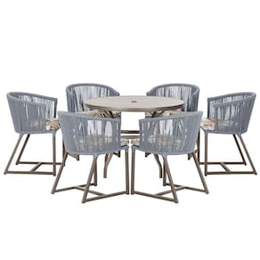 Mesa com 6 Cadeiras de Jantar Roma 120cm e Noronha em Alumínio