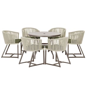 Mesa com 6 Cadeiras de Jantar Roma 120cm e Noronha em Alumínio