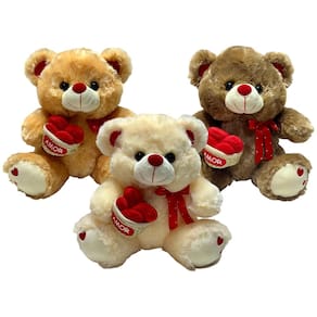 Urso Pelucia Cestinha Com Coracao Romantico Presente Fofo