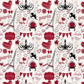 Papel De Parede Paris França Vermelho Coração Autocolante