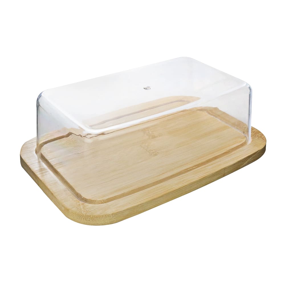 Manteigueira De Bambu Com Tampa De Plástico 19x12,5cm