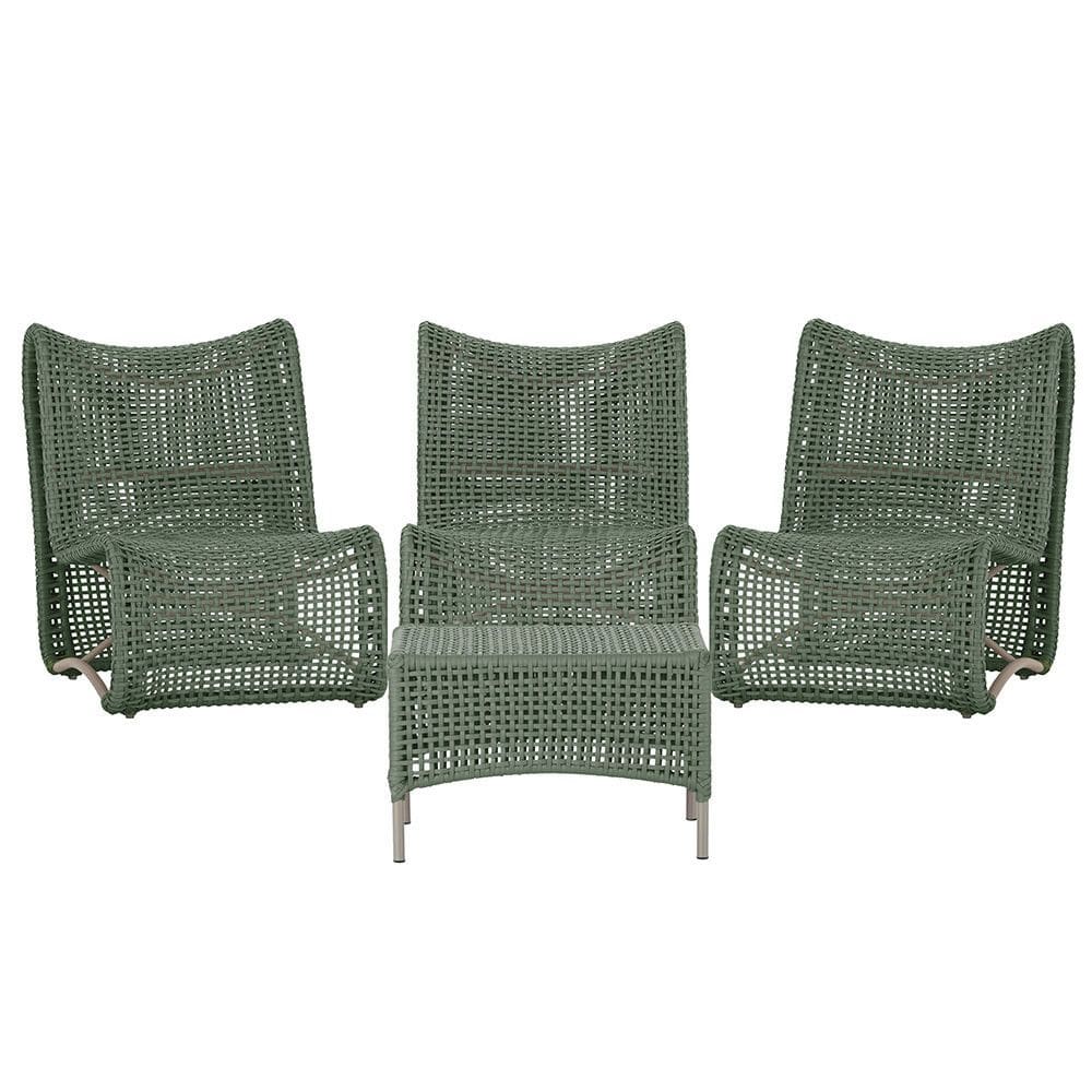 2 Poltrona e Mesa Texas em Alumínio Trama