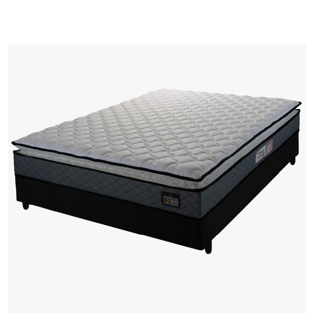 Cama Casal Colchão Espuma D33 Pillow Top Millenium 138x188x57cm Cinza/Preto Hellen - Suporta até 120kg por Pessoa Cinza