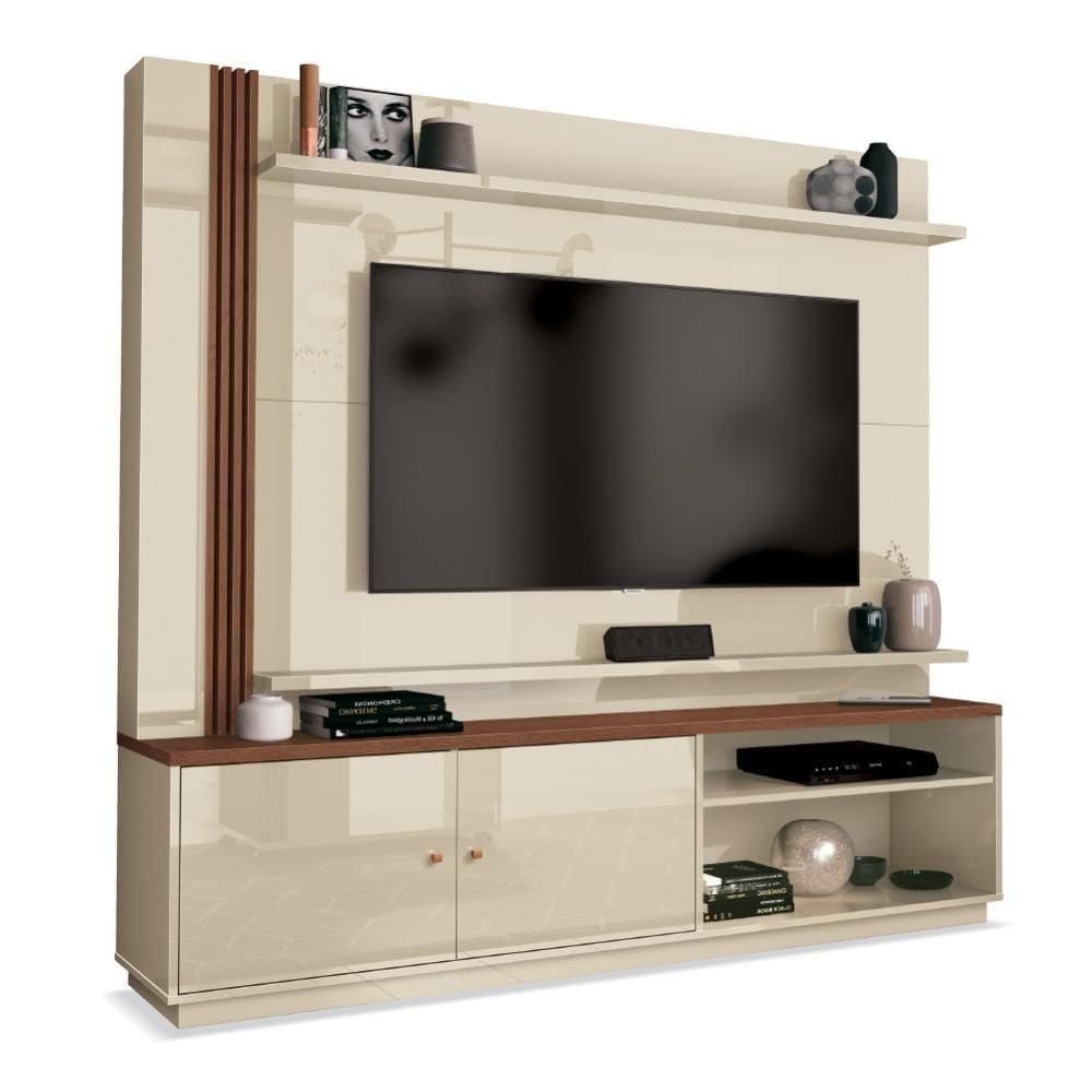 Estante Home Theater Para Até 65 Polegadas 1,80m Royale Off White/ Off White