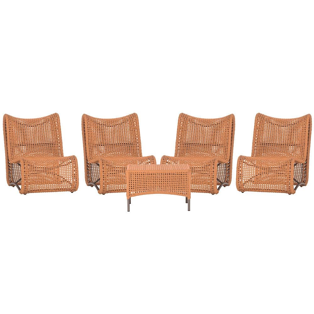  4 Poltrona e Mesa Texas em Alumínio Trama