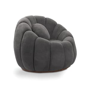 Poltrona Decorativa Orgânica Giratória Cloud Bouclê Cinza Escuro E03 - D`Rossi