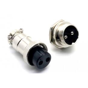 Conector Mike 2 Vias Circular Macho E Femea