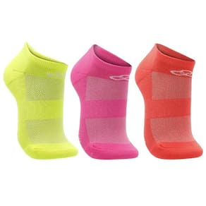 Meia Olympikus Neon Cano Invisivel Amarelo/Rosa/Laranja - 3 pares
