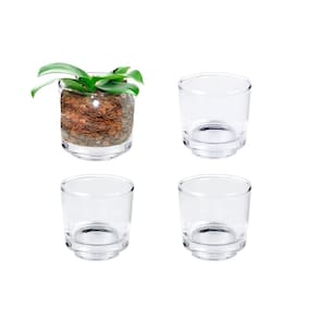 Pote de Vidro Porta Vela Suporte Mini Vaso Borda Grossa 4un