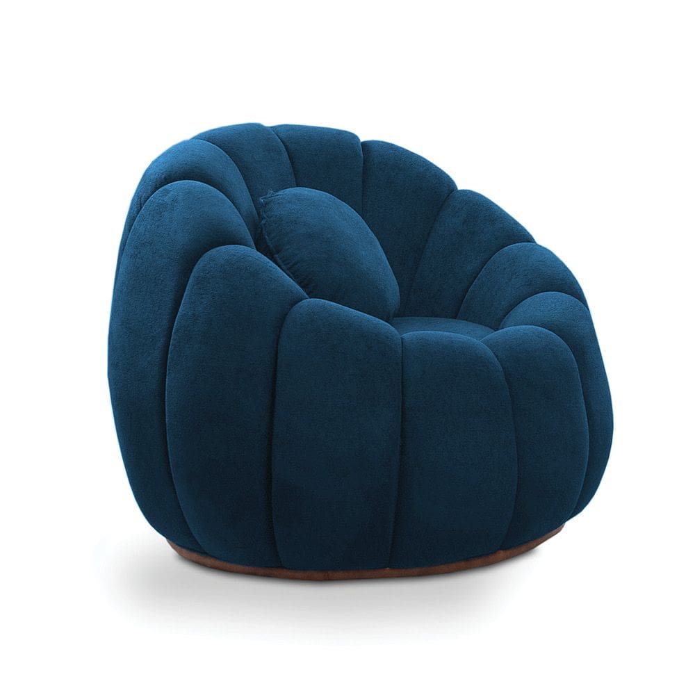 Poltrona Decorativa Orgânica Giratória Cloud Bouclê Azul Marinho E03 - D`Rossi