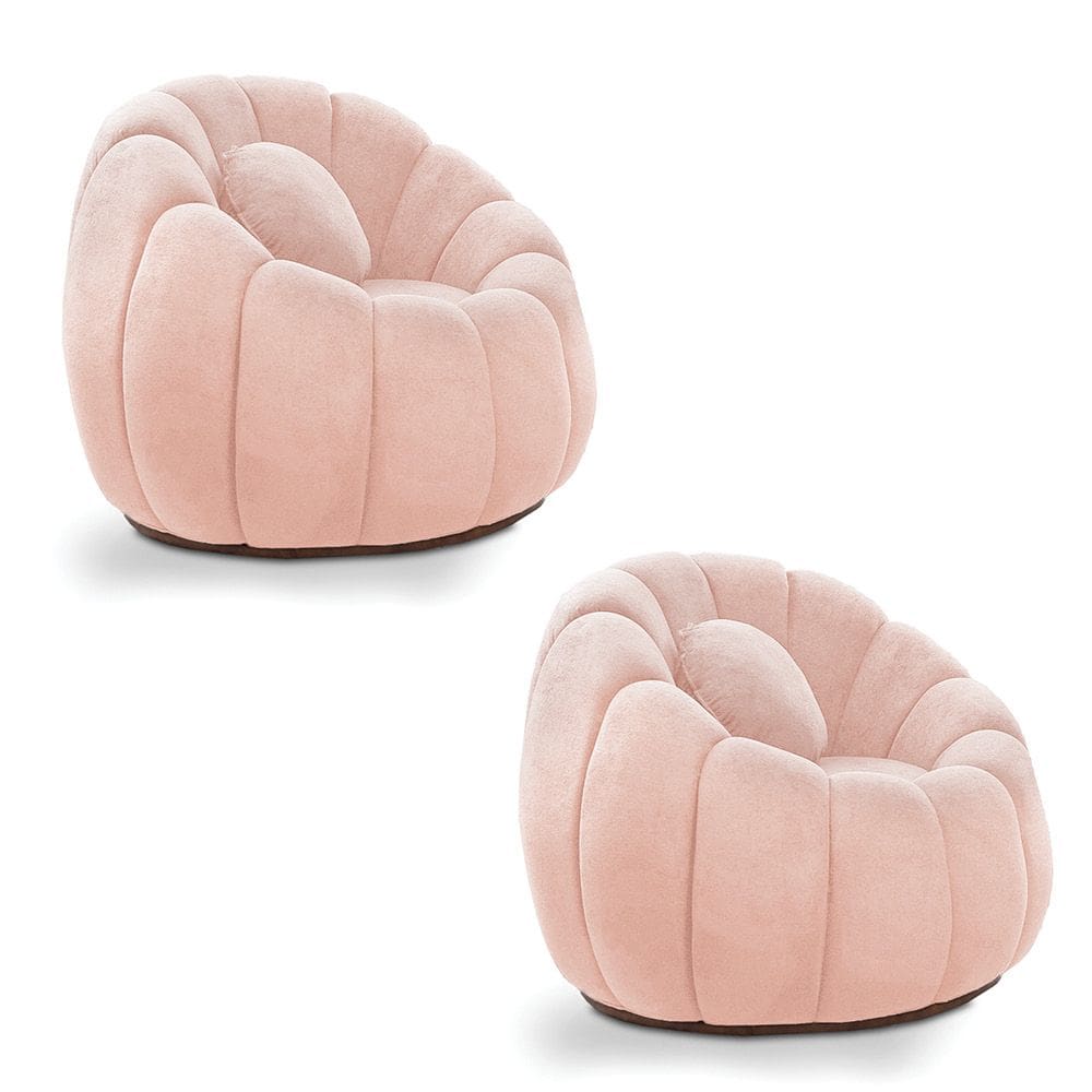Kit 02 Poltronas Decorativa Orgânica para Sala Cloud Bouclê Rosê E03 - D`Rossi