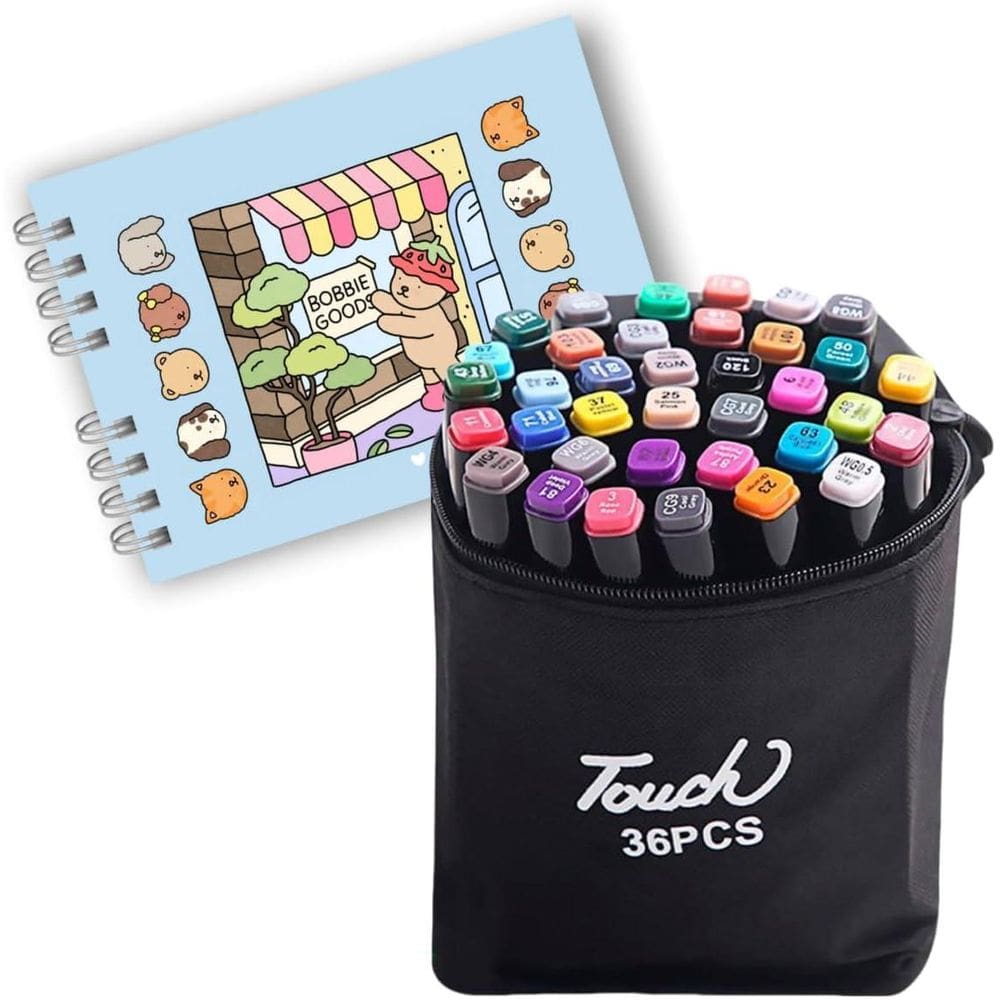Livro De Colorir Bobbie Goods + Canetas Canetinha 36 Cores