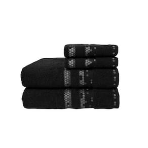 Toalha de Banho Rosto Preto Algodao Jogo Prisma Macia 400G 4un