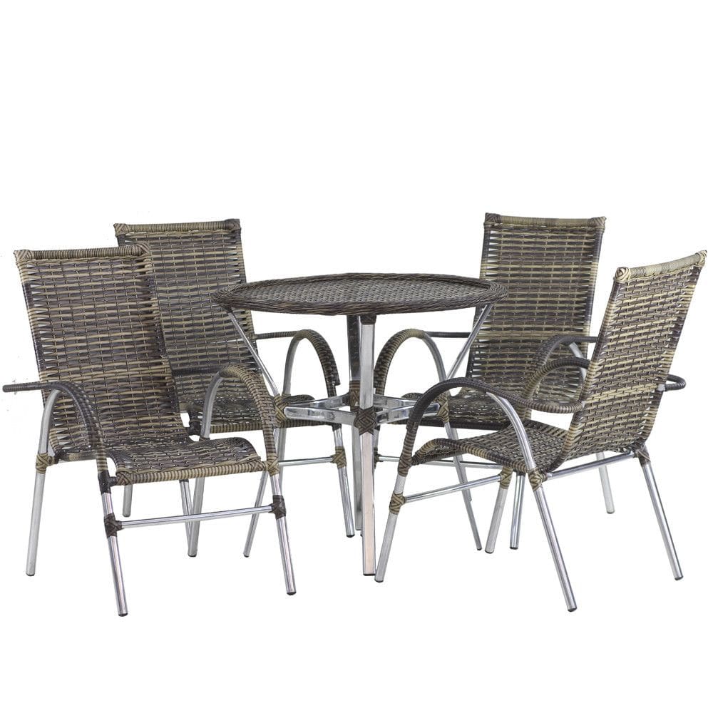 4 Cadeiras Vênus Alumínio e Mesa Trama