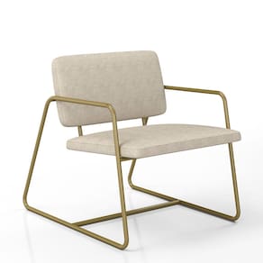 Poltrona Decorativa Estofada Sintra Dourado/suede Bege - M.a