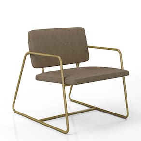 Poltrona Decorativa Estofada Sintra Dourado/suede Capuccino - M.a