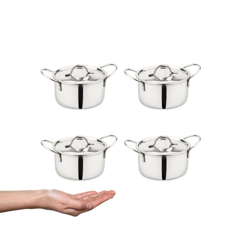 Panelinha Mini Caçarola Inox 10cm Couvert Entrada Buffet 4un