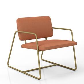 Poltrona Decorativa Estofada Sintra Dourado/suede Terracota - M.a
