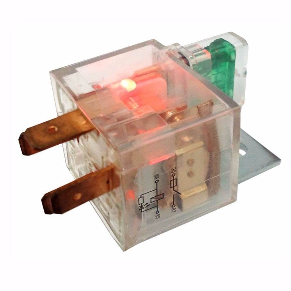 Rele 4 terminais Auxiliar 40 Amp Led e Fusivel Turbo Tuning