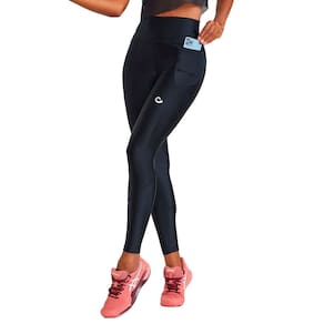 Calça Legging Caju Brasil Atletika Preta Com Bolso Lateral