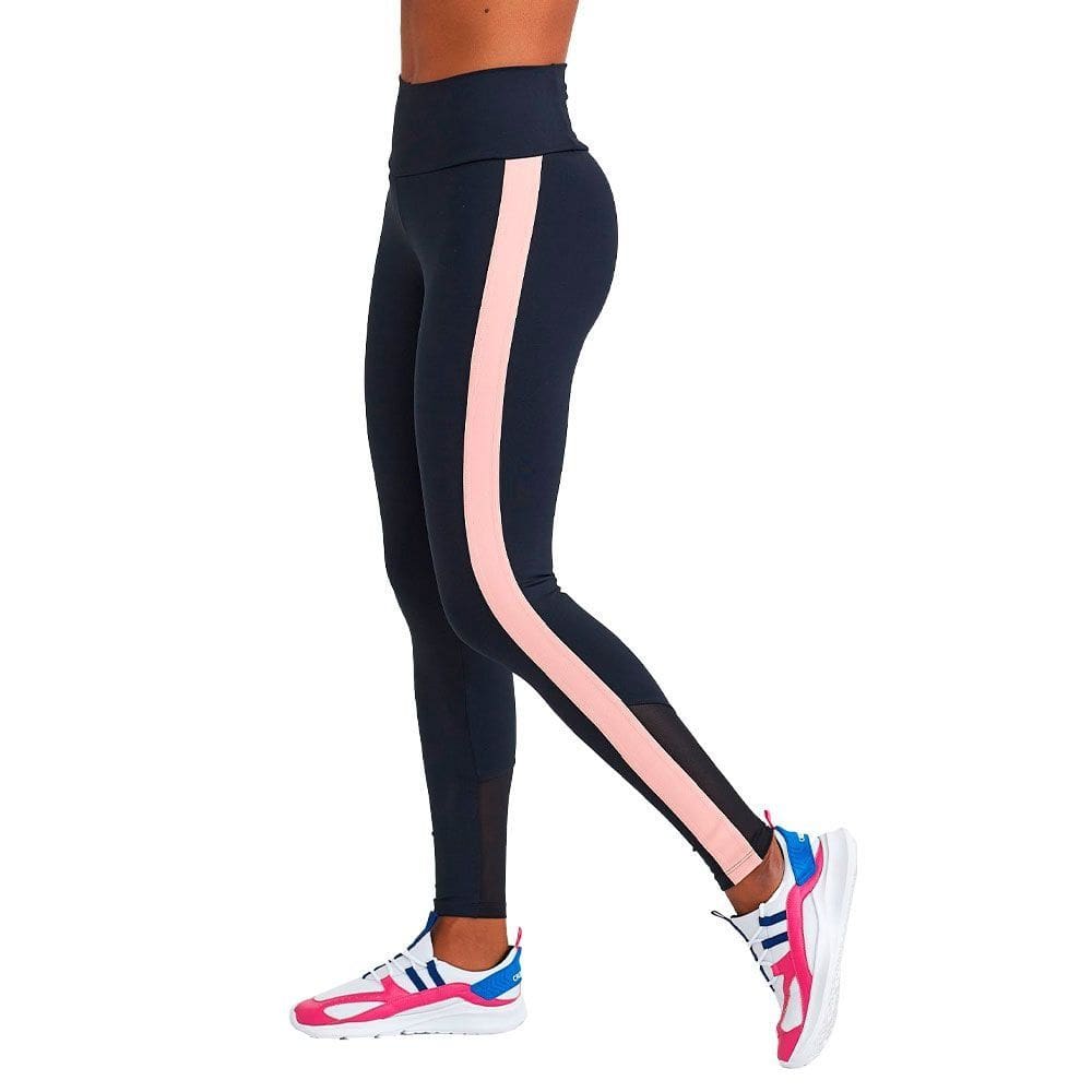Calça Legging Caju Brasil Nz Preta & Rosa Feminina Fitness