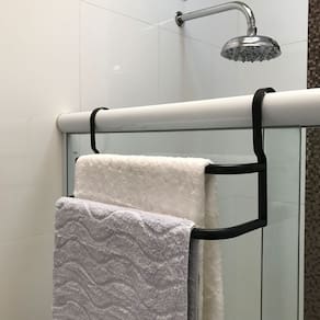 Porta Toalhas Duplo Suporte Toalheiro Para Box Preto Fosco