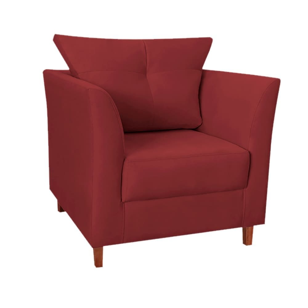 Poltrona Isis com Almofada Suede Bordô - Vallisa Decor