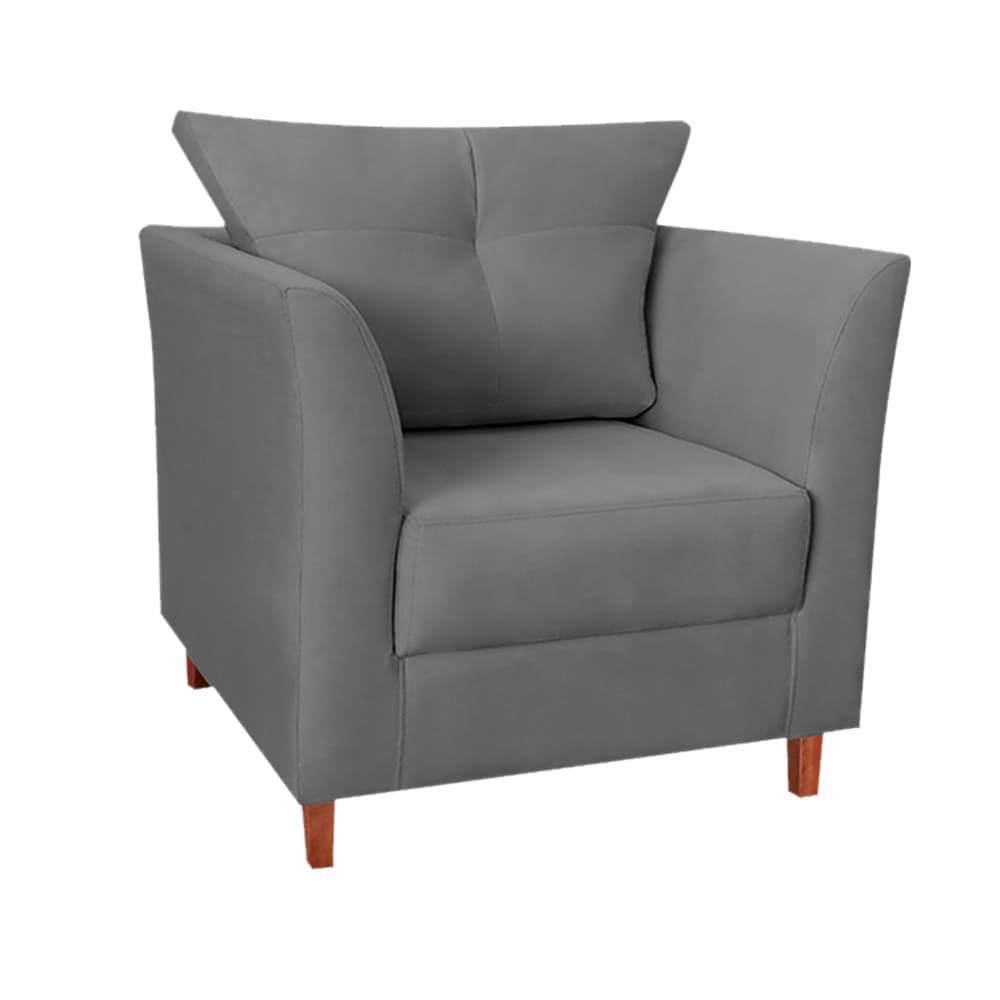 Poltrona Isis para Consultório Suede Cinza - Vallisa Decor