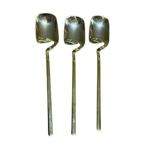 Kit 24 Colheres Sobremesa Dourada Plástico 14Cm Festas
