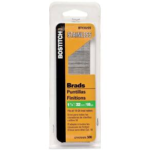 Brad Nails Bostitch BT1332SS em aço inoxidável 18GA 32 mm, pacote com 500