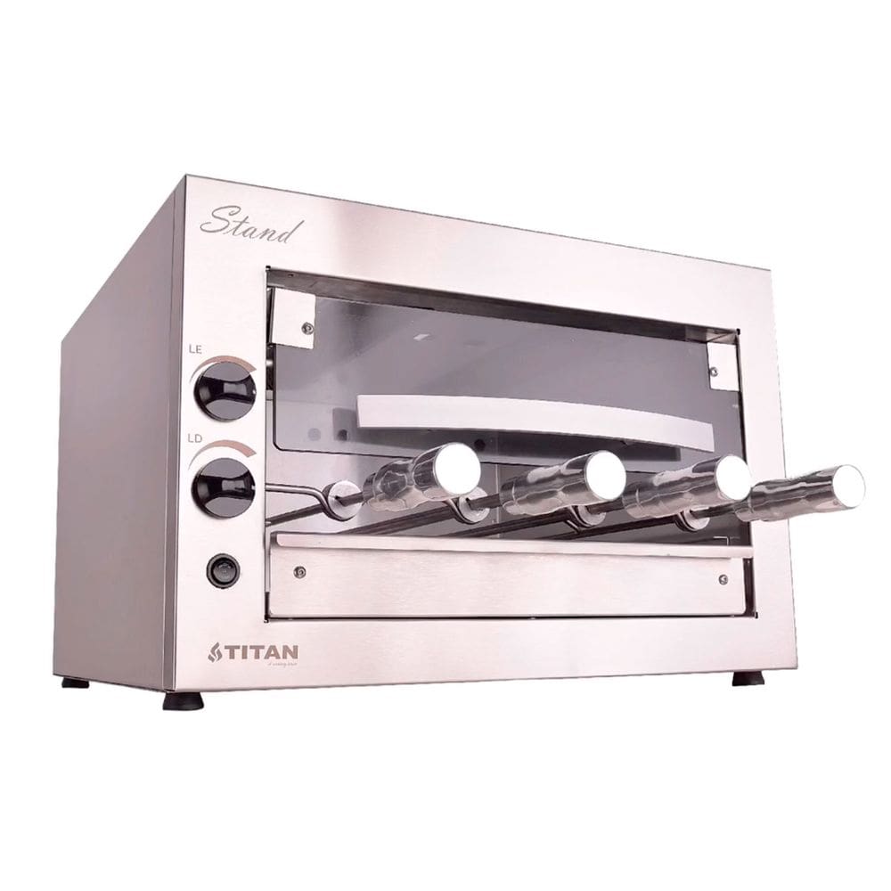 Churrasqueira a Gás de Bancada 4 Espetos com Porta de Vidro GN 127V Stand