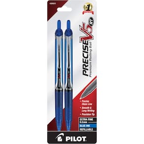 Canetas esferográficas Rolling Ball PILOT Precise V5 RT Blue Ink 0,5 mm, pacote com 2