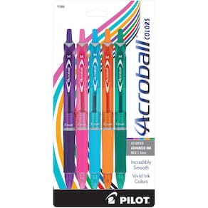Canetas esferográficas PILOT Acroball Colors Black Ink, pacote com 5
