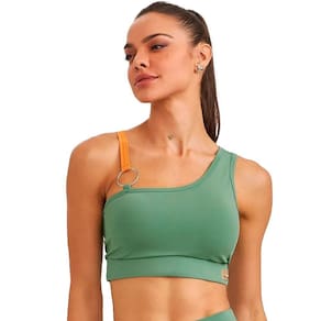 Top Caju Barsil Nakay Com Argola Verde Feminino Fitness