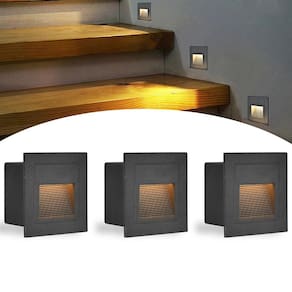 3 Balizador Area Externa Embutir Preto Quadrado Led Lup51