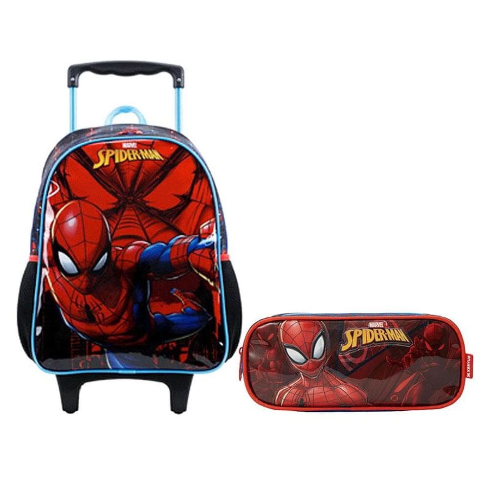 Kit Mochila com Rodinhas Spider Man 11660 e Estojo Escolar 13335 - Xeryus