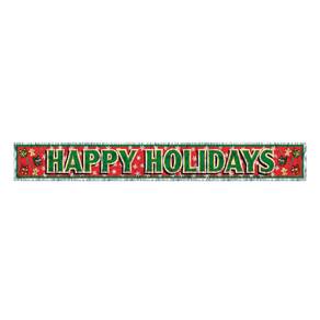 Acessório de festa Beistle Metallic Happy Holidays Fringe Banner