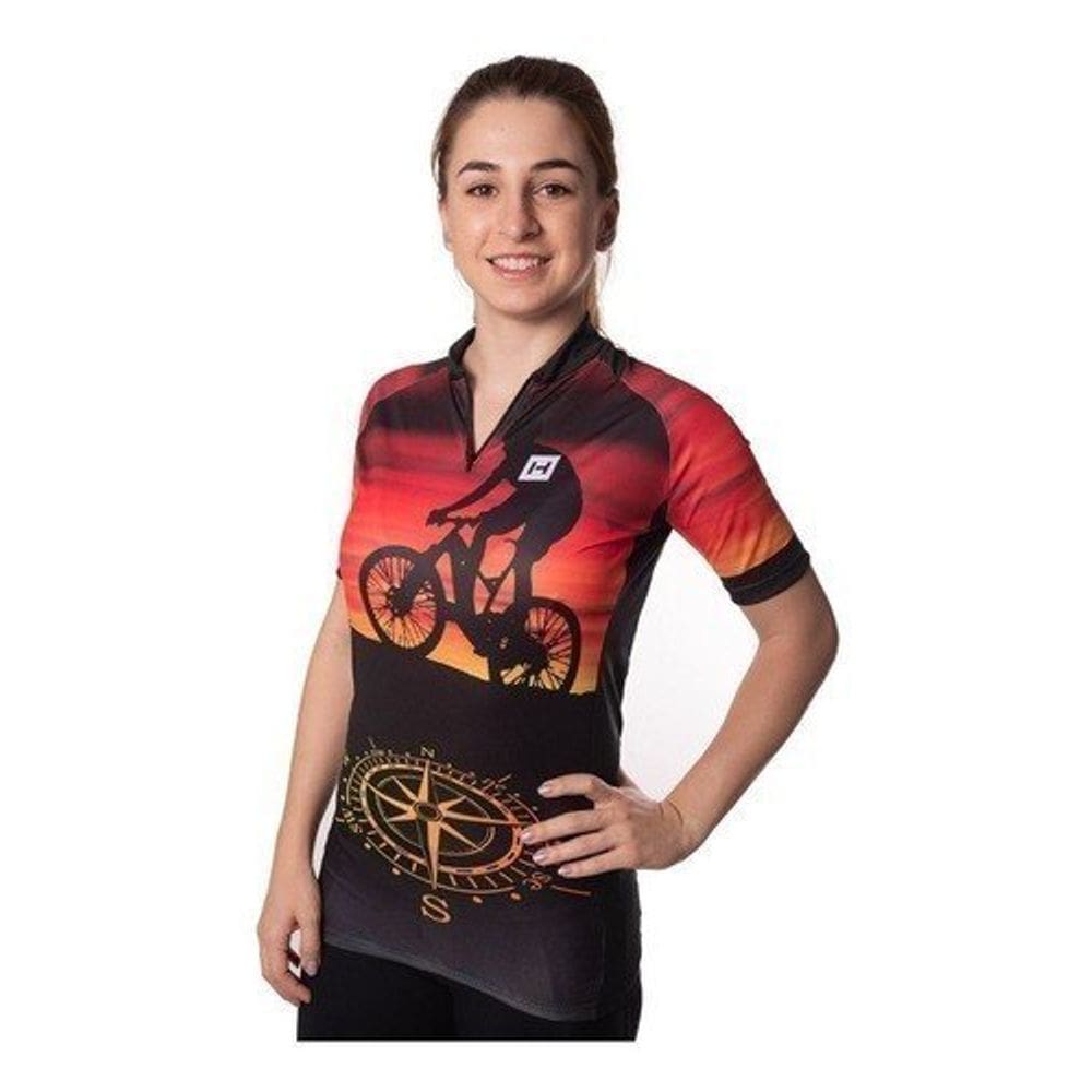 Camiseta Heatd Ciclismo Feminina Laranja E Preta